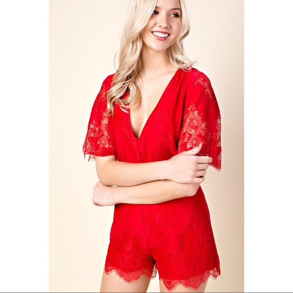 Scarlett red lace romper - Picture 8 of 8